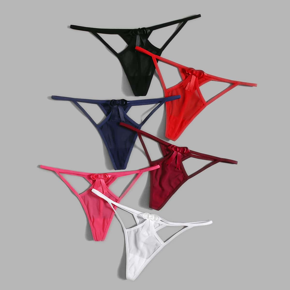 

6pack Cut-out Bow Decor Panty Set, Multicolor