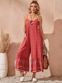 EMERY ROSE Jumpsuit slip floral de pierna ancha - Multicolor - Ver 1