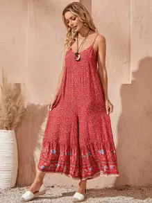 EMERY ROSE Jumpsuit slip floral de pierna ancha - Multicolor - Ver 5