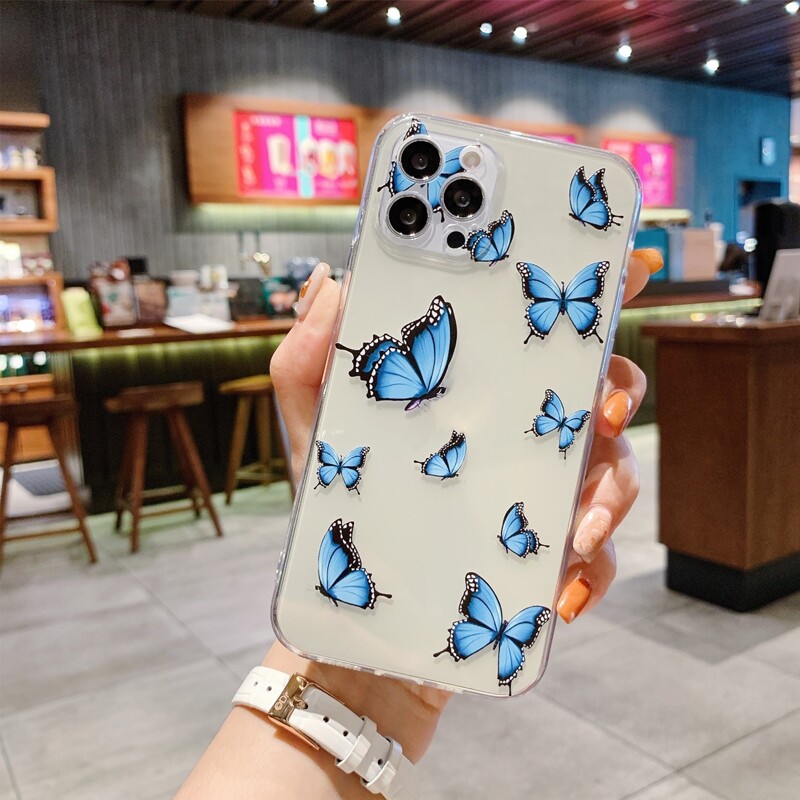 

Butterfly Painted Clear Phone Case, Multicolor