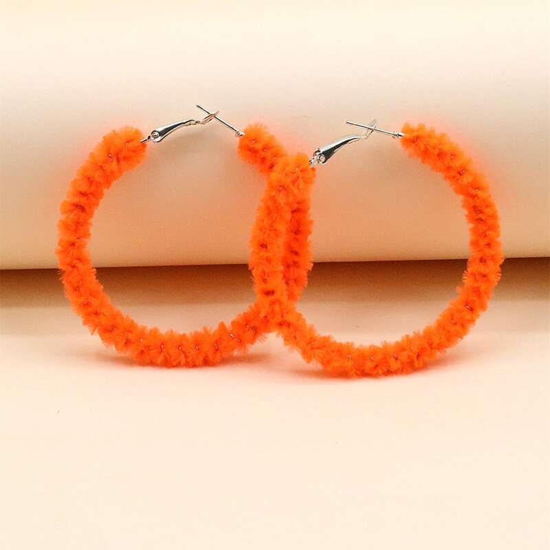 

Fluffy Hoop Earrings, Orange