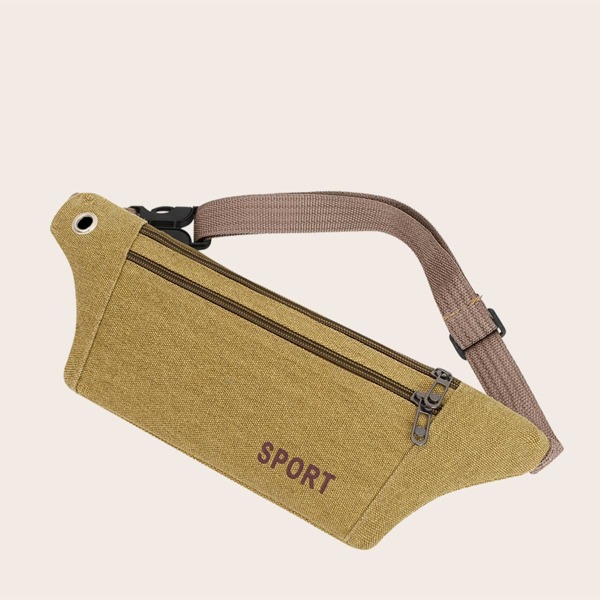 

Men Letter Graphic Earphone Hole Design Fanny Pack, Khaki