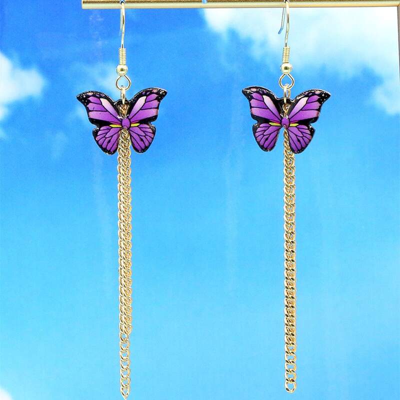 

Butterfly Decor Tassel Earrings, Multicolor