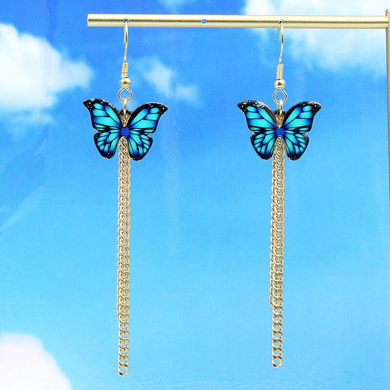 

Butterfly Decor Tassel Earrings, Multicolor