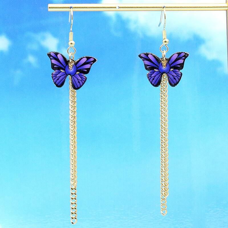 

Butterfly Decor Tassel Earrings, Multicolor