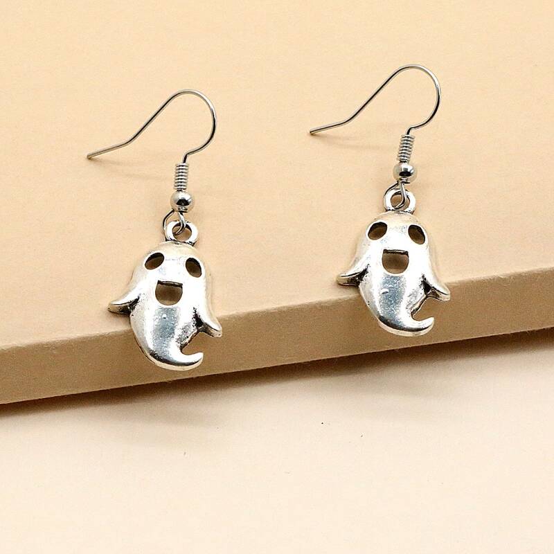 

Ghost Drop Earrings, Antique silver