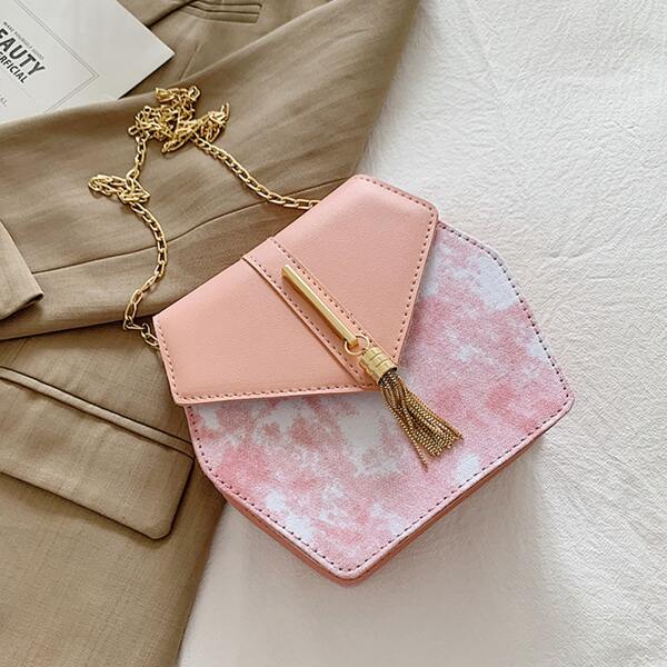 

Tassel Decor Flap Novelty Bag, Baby pink