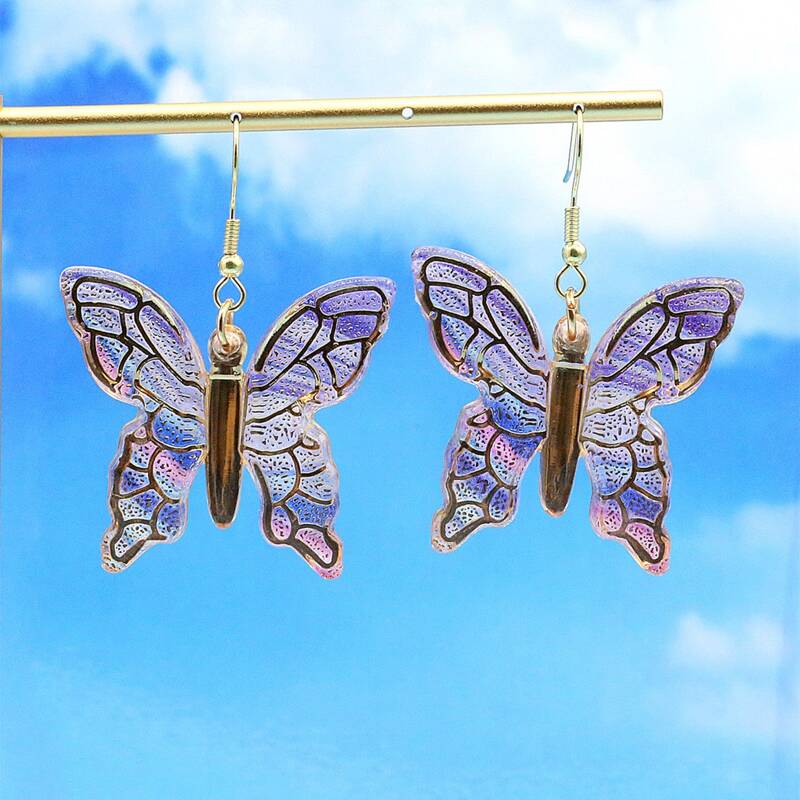 

Butterfly Drop Earrings, Purple