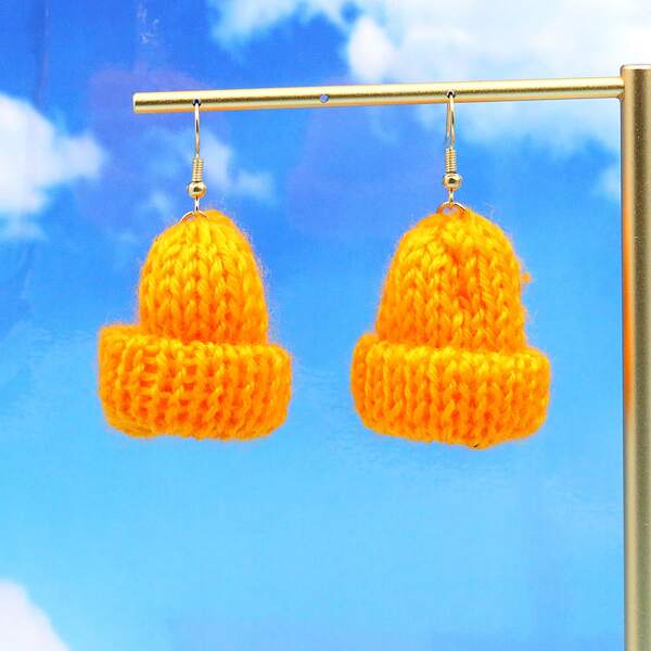 

Hat Drop Earrings, Orange