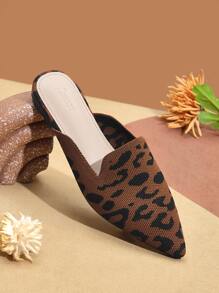CUCCOO TILAWA Leopard Pattern Knit Flat Mules - Nhiều màu - Xem 2