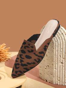 CUCCOO TILAWA Leopard Pattern Knit Flat Mules - Nhiều màu - Xem 8