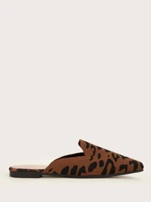 CUCCOO TILAWA Leopard Pattern Knit Flat Mules - Nhiều màu - Xem 3