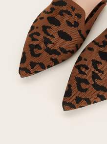 CUCCOO TILAWA Leopard Pattern Knit Flat Mules - Nhiều màu - Xem 4