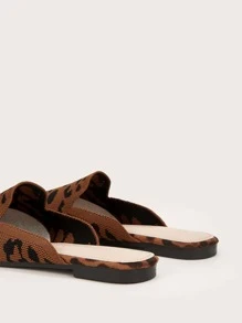 CUCCOO TILAWA Leopard Pattern Knit Flat Mules - Nhiều màu - Xem 5