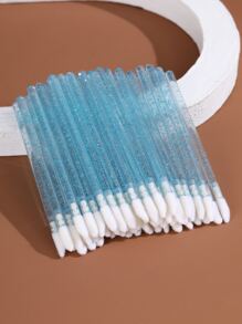 50入組使用於口紅、唇彩和眼影的一次性唇刷,水晶手柄設計,附有個別包裝的絨面刷頭,適用於睫毛膏的絨面刷頭 - 淺藍色 - 查看 1