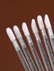 50入組使用於口紅、唇彩和眼影的一次性唇刷,水晶手柄設計,附有個別包裝的絨面刷頭,適用於睫毛膏的絨面刷頭 - 淺藍色 - 查看 5