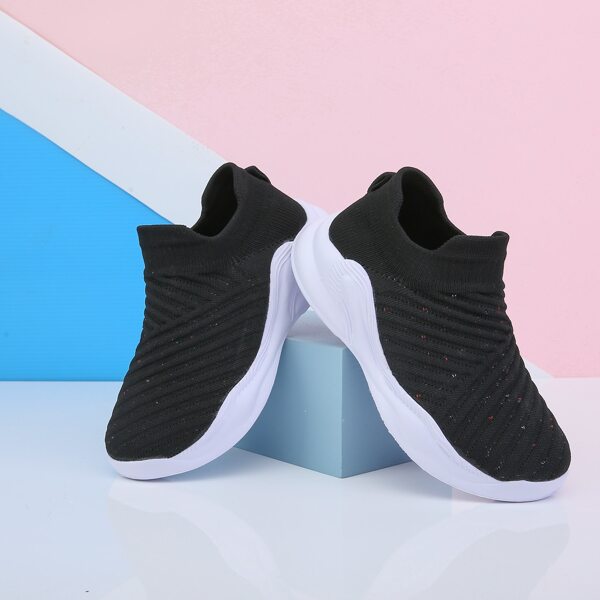 

Kids Knit Detail Slip On Sneakers, Black
