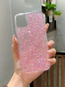 Apple Sequins Pink Glitter Phone Case Compatible With IPhone15/15Plus/15Pro/15Promax - Pink - View 2