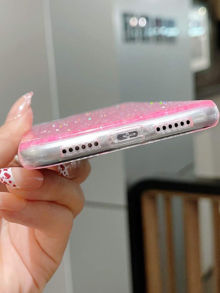 Apple Sequins Pink Glitter Phone Case Compatible With IPhone15/15Plus/15Pro/15Promax - Pink - View 3