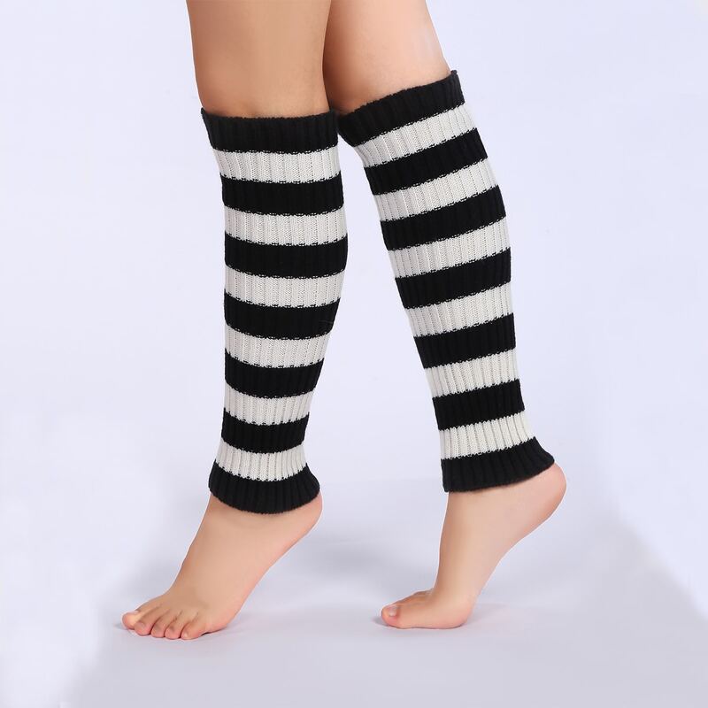 

Striped Pattern Leg Warmers, Black and white