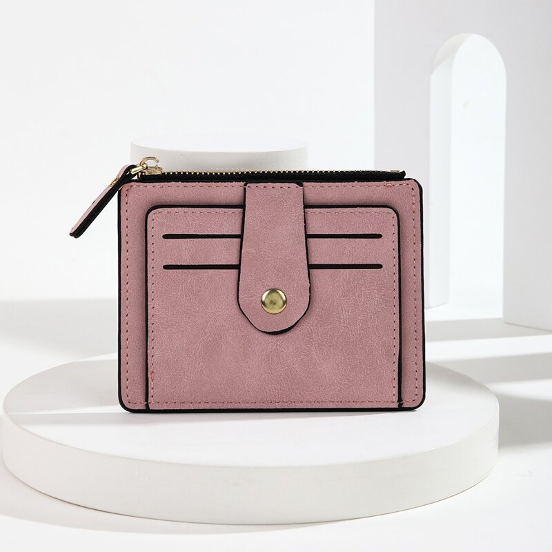 

Minimalist Snap Button Card Holder, Pink