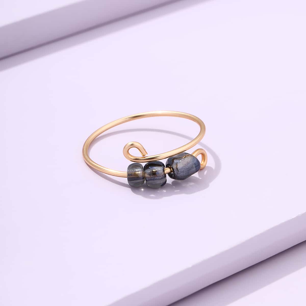 

Beaded Design Cuff Ring, Grey