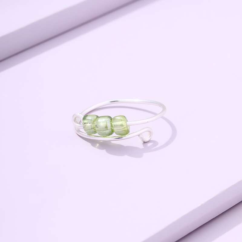 

Beaded Design Cuff Ring, Green