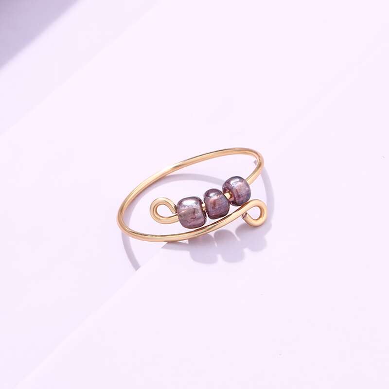 

Beaded Design Cuff Ring, Purple