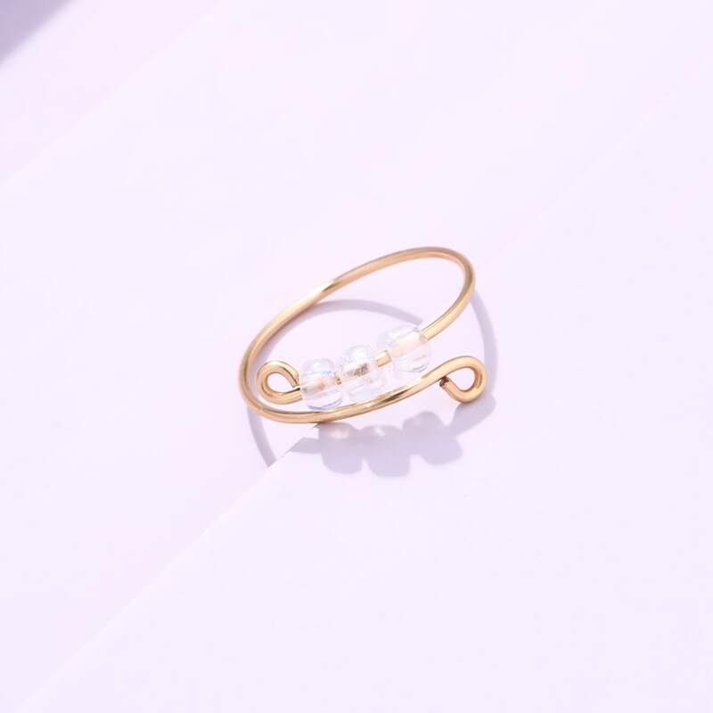 

Beaded Design Cuff Ring, Clear