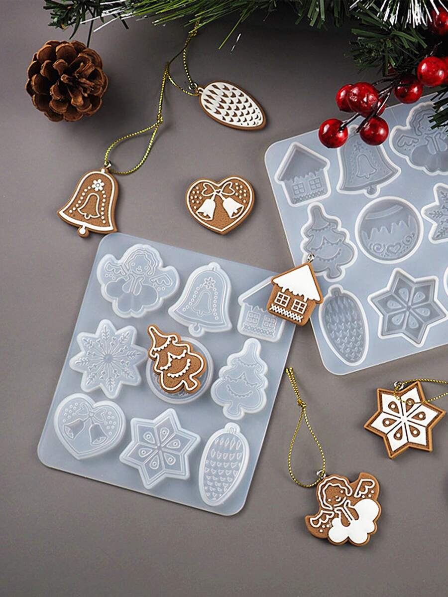 1pc Christmas Pendant DIY Epoxy Mold - White - View 1