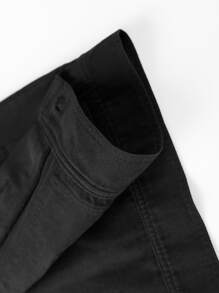 Manfinity Men Slogan Patched Detail Double Pocket Drop Shoulder Jacket Without Pullover - Black - View 3