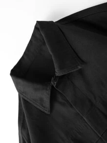 Manfinity Men Slogan Patched Detail Double Pocket Drop Shoulder Jacket Without Pullover - Black - View 4