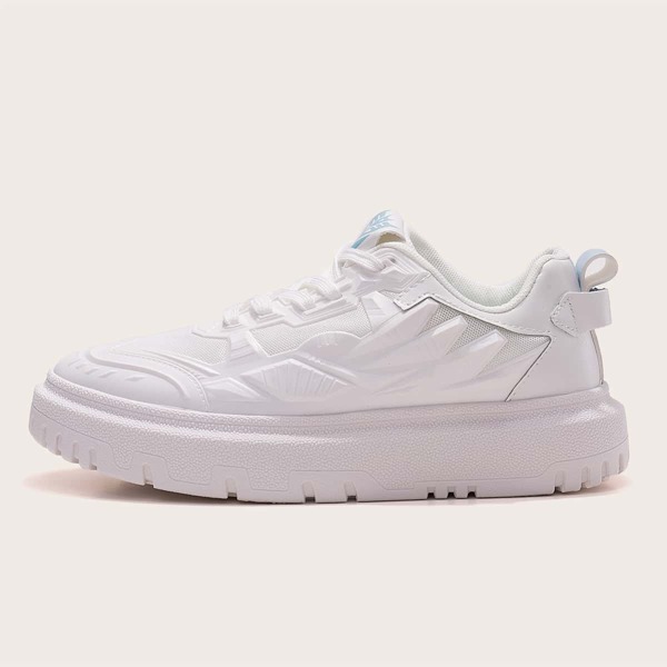 

Men Minimalist Textured Lace-up Front Skate Shoes, White