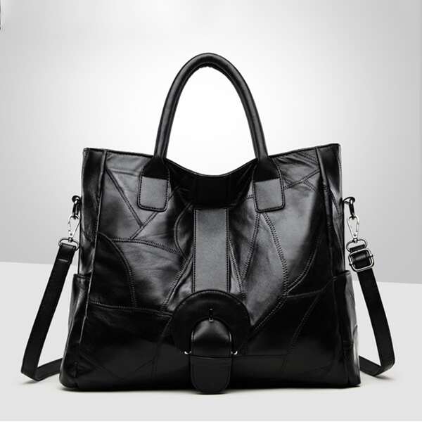 

Stitch Detail Shoulder Tote Bag, Black