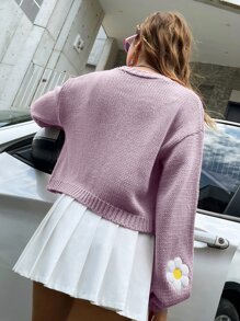 Chiquease 女式花卉图案落袖开衫秋冬装 - 紫丁香色 - 查看 2