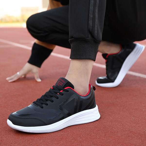 

Men Minimalist Lace-up Front Running Shoes, Black