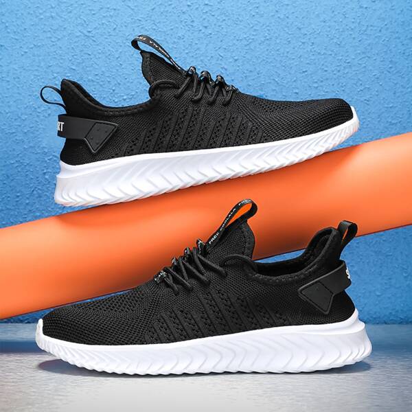 

Men Letter Graphic Lace Up Front Sneakers, Black