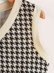 SHEIN MOD Houndstooth V Neck Tank Top - Multicolor - View 4