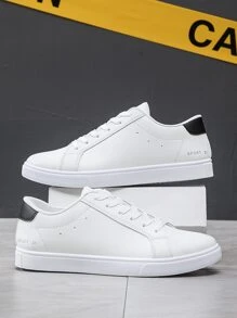 Men Minimalist Lace-up Skate Shoes - White - View 1