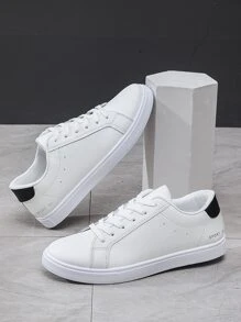 Men Minimalist Lace-up Skate Shoes - White - View 2