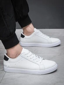 Men Minimalist Lace-up Skate Shoes - White - View 3