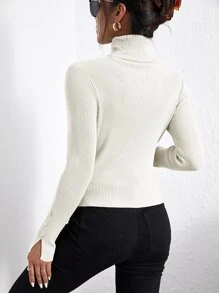 SHEIN Essnce Turtle Neck Ribbed Knit Jumper