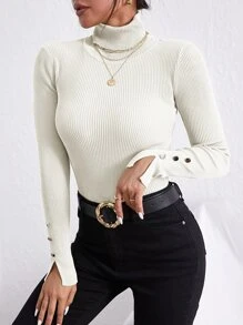 SHEIN Essnce Turtle Neck Ribbed Knit Jumper