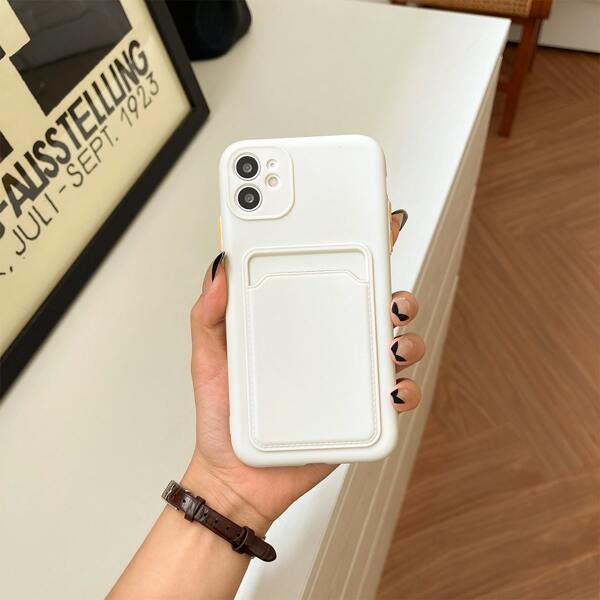 

Plain Phone Case With Card Holder, Beige
