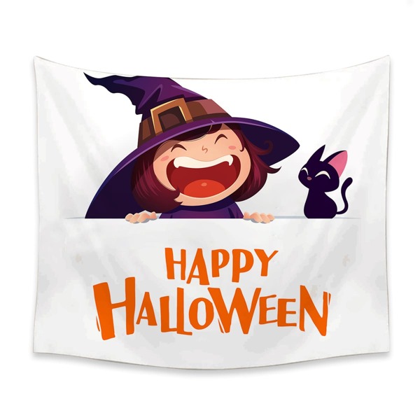 

Halloween Cartoon Graphic Tapestry, Multicolor