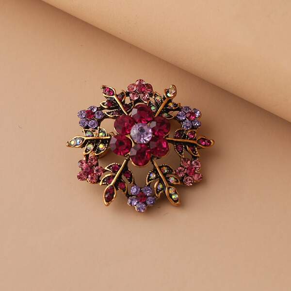 

Rhinestone Flower Decor Brooch, Multicolor