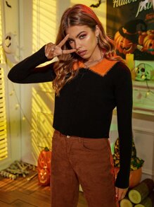 Lunelith SHEIN Lunessa Contrast Collar Zip Up Cardigan