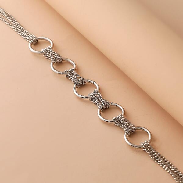 

Round Decor Layered Necklace, Silver