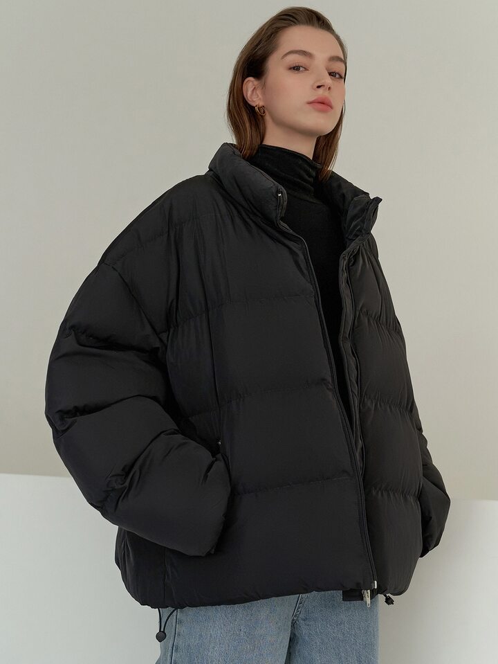 DAZY 女性用 無地ドロップショルダー ジップアップ カジュアル