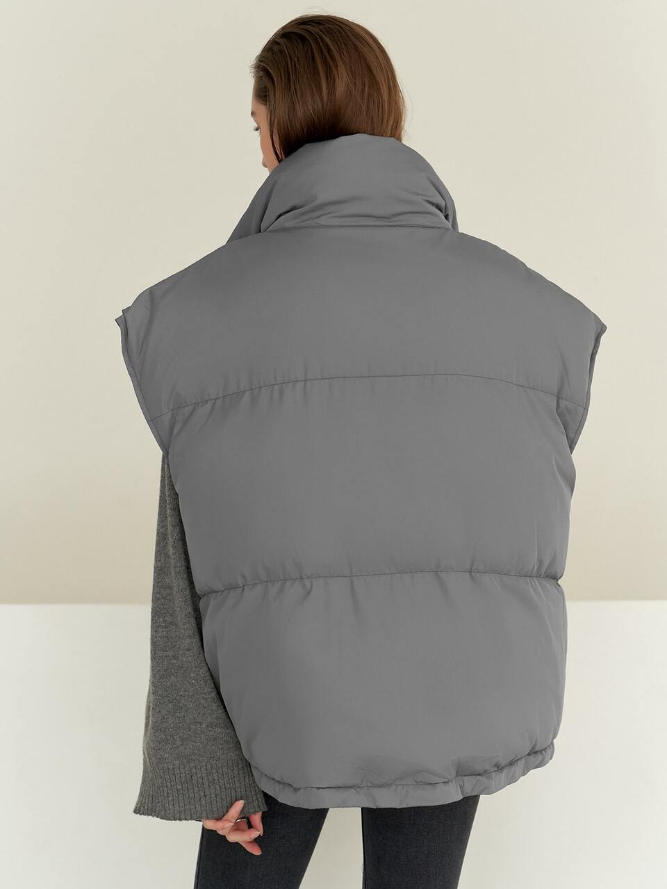 Drawstring Hem Sleeveless Zip Front Padded Pockets Coat, Women Winter Coat Jacket Vest